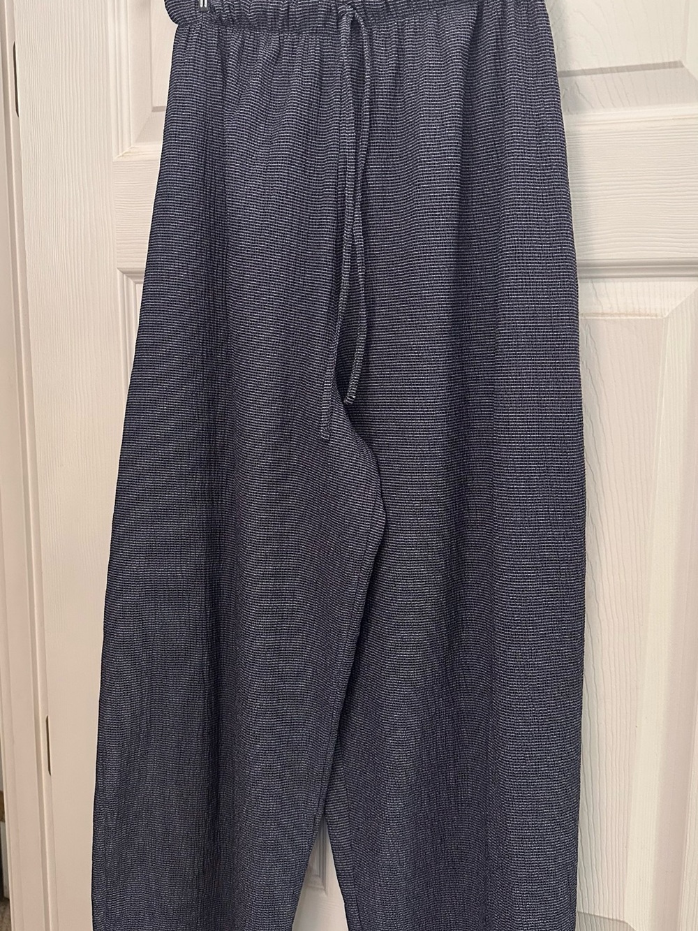 Zara Navy Textured Elastic Waist Pants